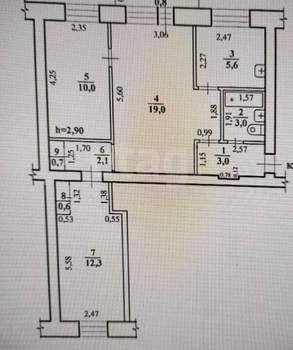 3-к квартира, на длительный срок, 56м2, 4/5 этаж