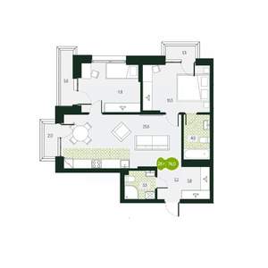 3-к квартира, строящийся дом, 74м2, 7/9 этаж