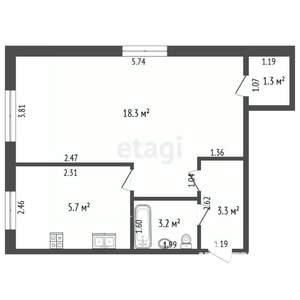 1-к квартира, вторичка, 32м2, 4/4 этаж
