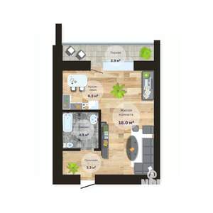 1-к квартира, строящийся дом, 35м2, 3/14 этаж