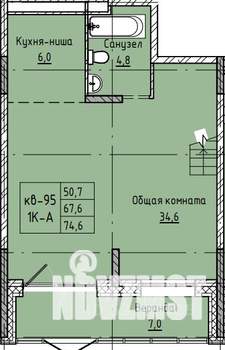 3-к квартира, строящийся дом, 75м2, 1/12 этаж