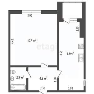 1-к квартира, вторичка, 36м2, 9/9 этаж