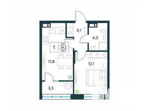 1-к квартира, вторичка, 38м2, 10/18 этаж