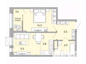 2-к квартира, вторичка, 46м2, 17/18 этаж