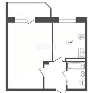 1-к квартира, вторичка, 39м2, 9/16 этаж