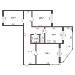 3-к квартира, вторичка, 77м2, 4/10 этаж