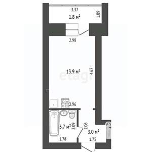 Студия квартира, вторичка, 23м2, 4/10 этаж