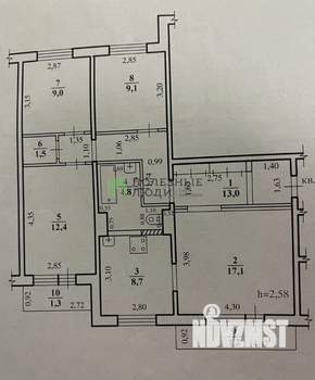 4-к квартира, вторичка, 78м2, 3/9 этаж