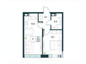 1-к квартира, вторичка, 38м2, 4/18 этаж