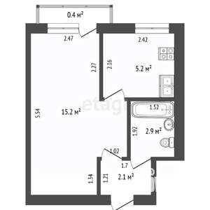 1-к квартира, вторичка, 25м2, 5/5 этаж