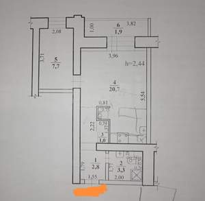 1-к квартира, вторичка, 37м2, 7/9 этаж