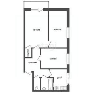 3-к квартира, вторичка, 52м2, 5/5 этаж