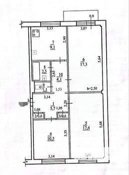 3-к квартира, вторичка, 70м2, 5/5 этаж