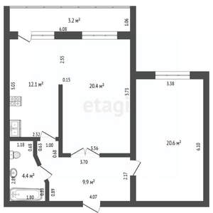 2-к квартира, вторичка, 67м2, 4/16 этаж