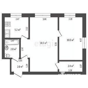 2-к квартира, вторичка, 41м2, 4/4 этаж