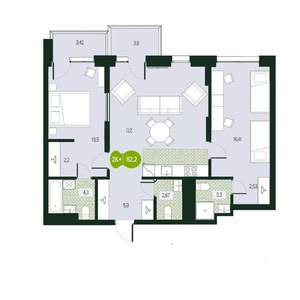 3-к квартира, вторичка, 85м2, 3/18 этаж