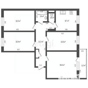4-к квартира, вторичка, 79м2, 1/10 этаж