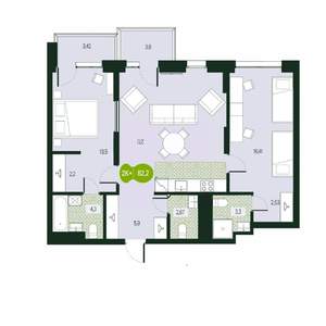 3-к квартира, вторичка, 85м2, 7/17 этаж
