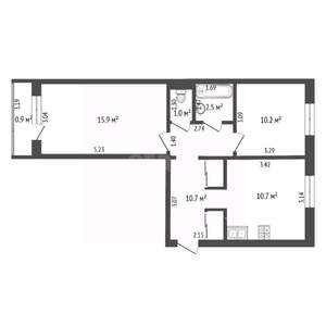 2-к квартира, вторичка, 51м2, 4/5 этаж