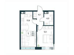 1-к квартира, вторичка, 38м2, 5/18 этаж