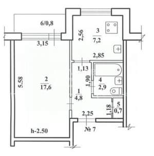 1-к квартира, вторичка, 34м2, 3/5 этаж