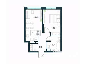 1-к квартира, вторичка, 40м2, 9/18 этаж