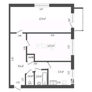 2-к квартира, вторичка, 48м2, 5/5 этаж