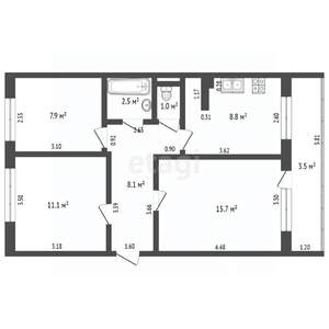 3-к квартира, вторичка, 58м2, 5/5 этаж