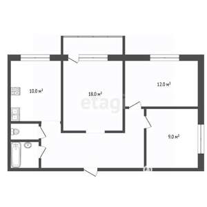 3-к квартира, вторичка, 57м2, 3/5 этаж