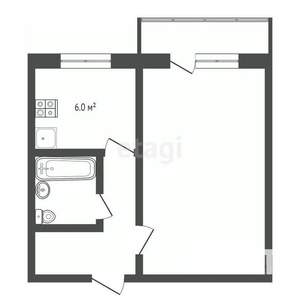 1-к квартира, вторичка, 33м2, 9/9 этаж