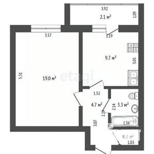 1-к квартира, вторичка, 38м2, 4/7 этаж