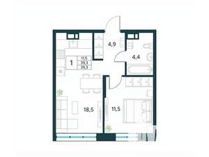 1-к квартира, вторичка, 39м2, 2/10 этаж