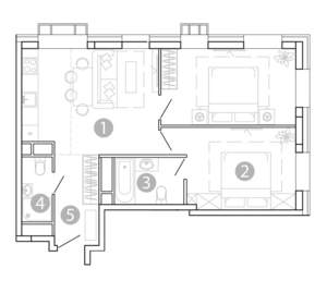 2-к квартира, вторичка, 58м2, 12/15 этаж