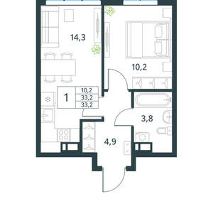 1-к квартира, вторичка, 33м2, 2/18 этаж