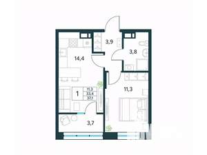 1-к квартира, вторичка, 37м2, 9/18 этаж