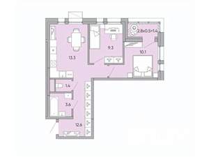2-к квартира, вторичка, 52м2, 10/10 этаж