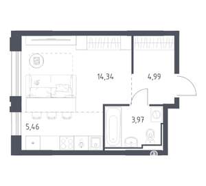 Студия квартира, вторичка, 29м2, 6/17 этаж