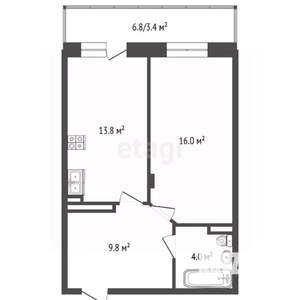1-к квартира, вторичка, 44м2, 5/15 этаж