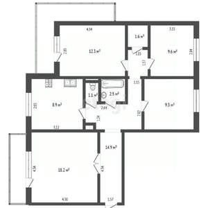 3-к квартира, вторичка, 78м2, 2/10 этаж