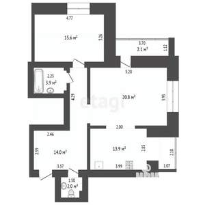 2-к квартира, вторичка, 72м2, 7/8 этаж