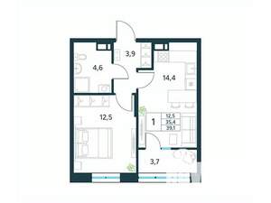 1-к квартира, вторичка, 39м2, 8/10 этаж