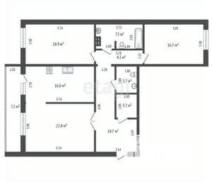3-к квартира, вторичка, 108м2, 3/5 этаж
