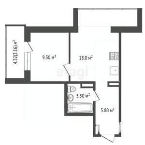 1-к квартира, вторичка, 35м2, 1/17 этаж