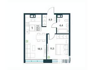 1-к квартира, вторичка, 39м2, 4/10 этаж