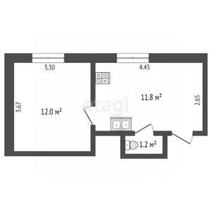 1-к квартира, вторичка, 25м2, 2/2 этаж