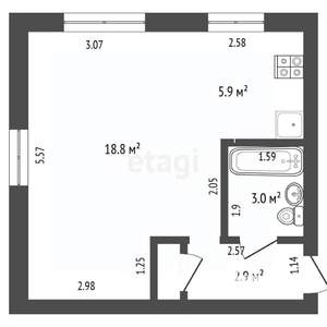 Студия квартира, вторичка, 31м2, 2/5 этаж