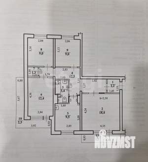 4-к квартира, вторичка, 81м2, 2/9 этаж