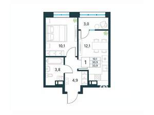 1-к квартира, вторичка, 34м2, 11/18 этаж