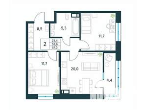2-к квартира, вторичка, 57м2, 9/18 этаж