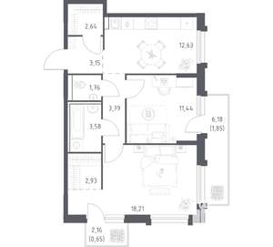2-к квартира, вторичка, 63м2, 15/17 этаж